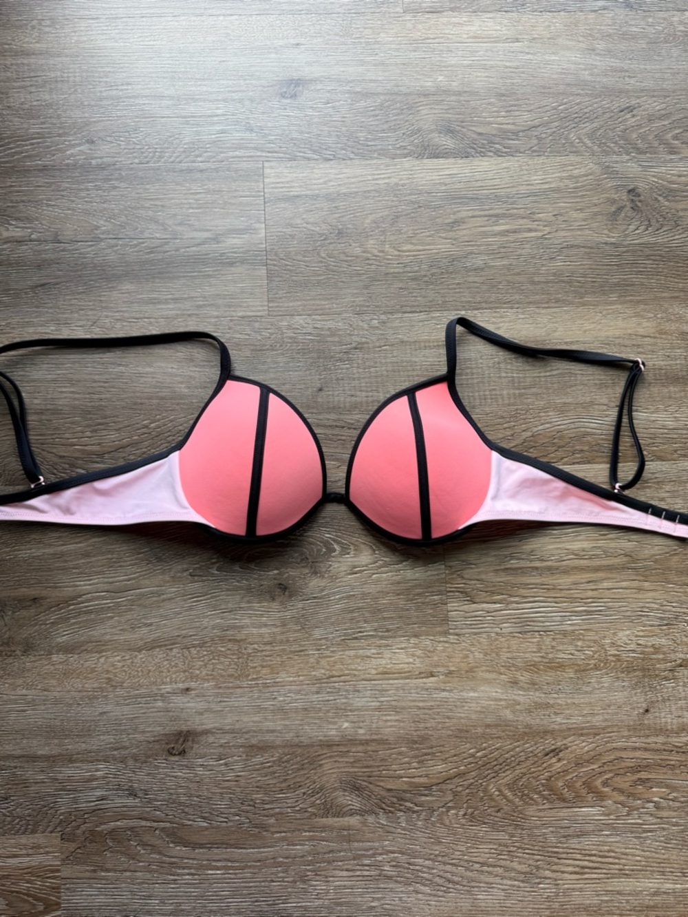 Victoria's Secret Pink and Black Colorblock Push-Up Bikini Top